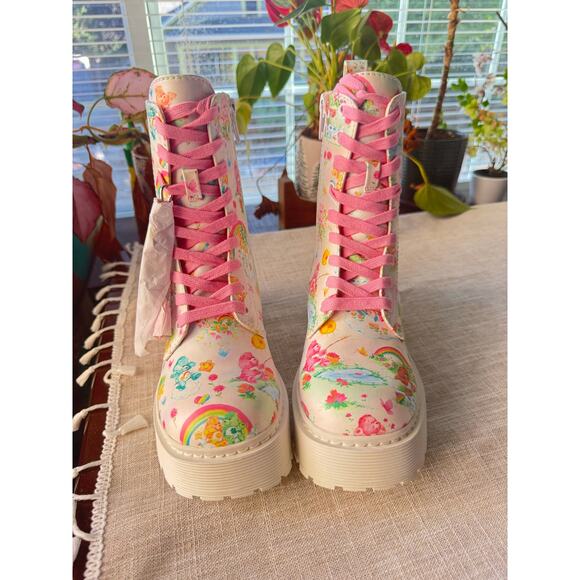 NIB Dolls Kill x Care Bears Happy Steps Combat Boot - Picture 2 of 6